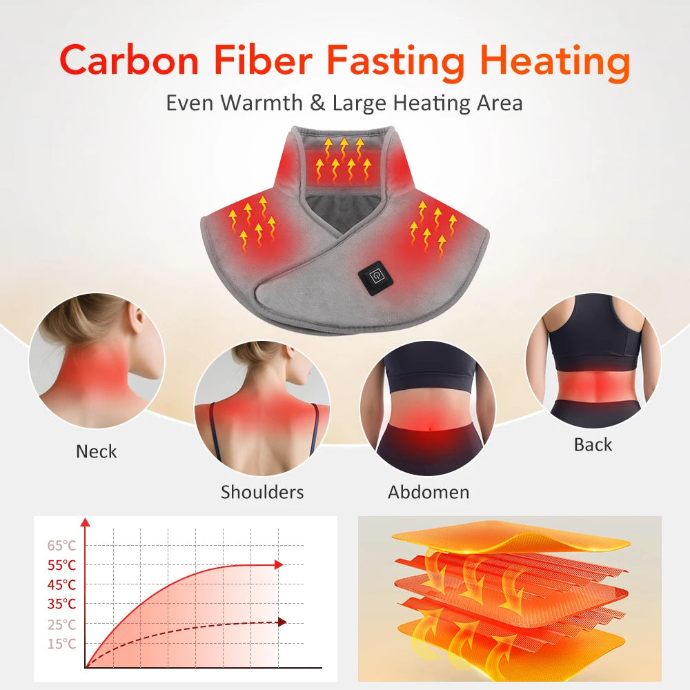 Electric Heating Shoulder Neck Pad Massager Three Gear USB