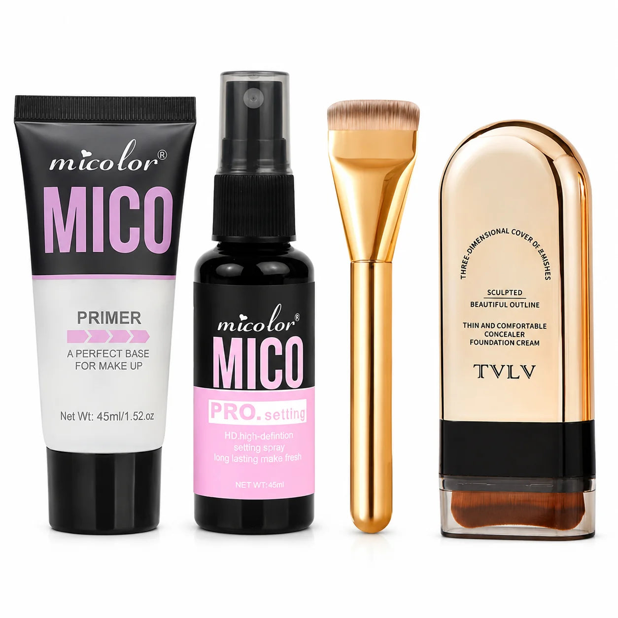 4 In 1 Makeup Bundle Hydrating Primer Gel Foundation Brush