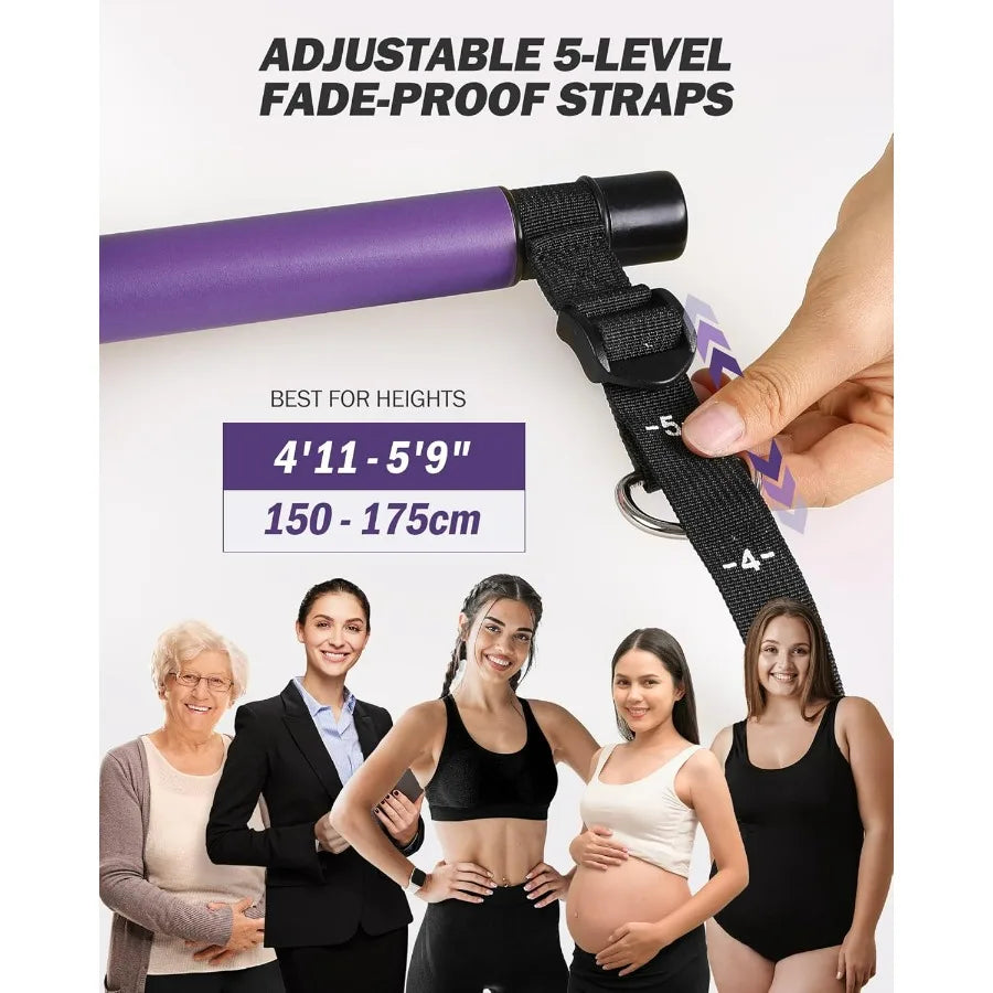 Pilates Bar Kit With Resistance Bands And Natural Latex