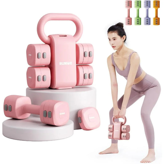 LISM Lightweight Adjustable Dumbbell Kettlebell Set 4 in 1 Grip Converter