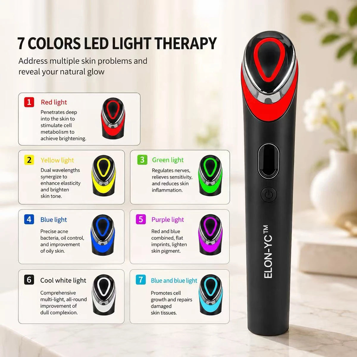 7 Colors EMS Face Massager Microcurrent Beauty Device For Skin
