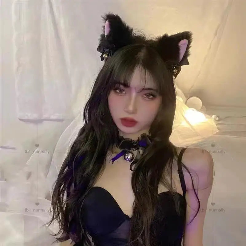 Plush Lace Cat Ears Headband For Women Cosplay Anime