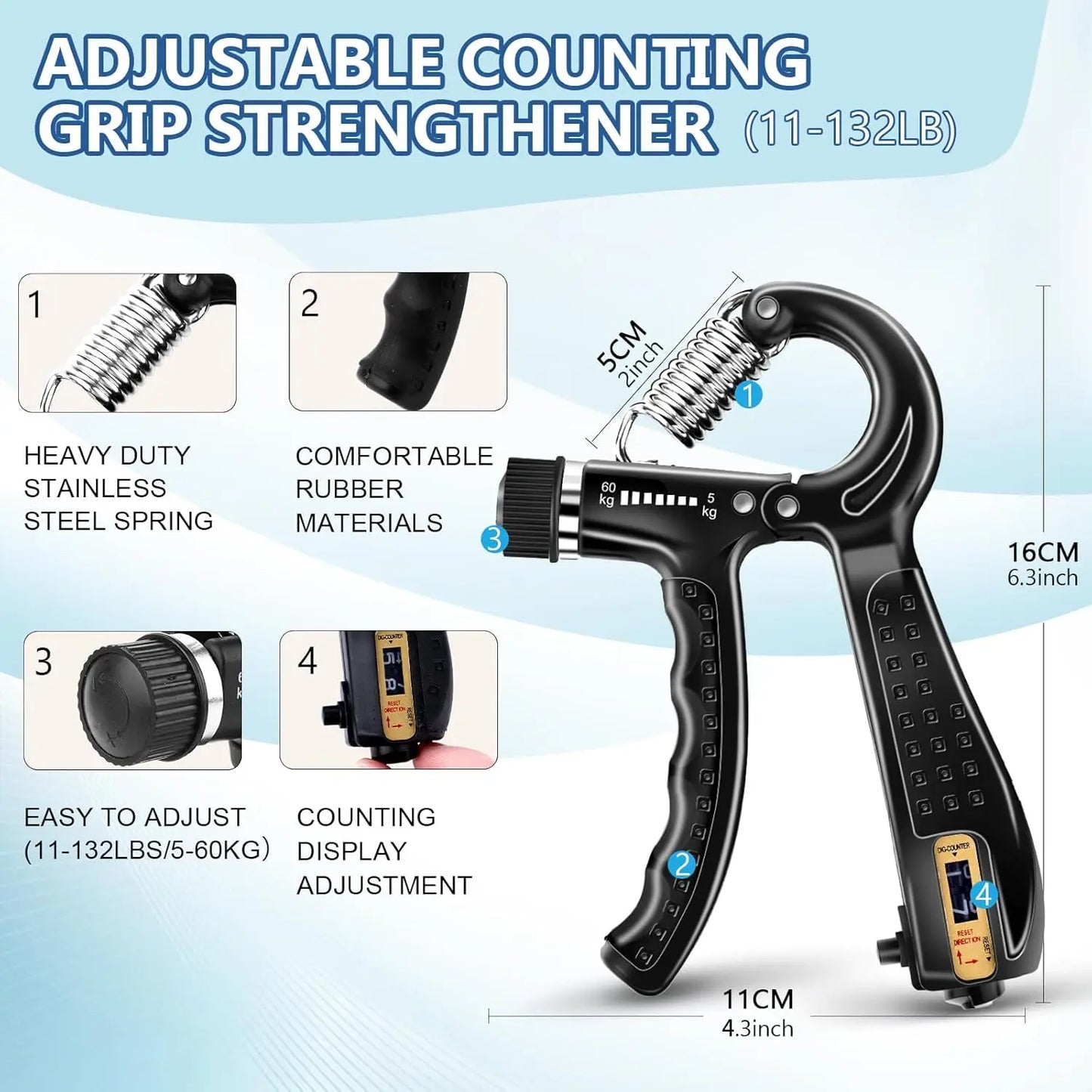 Hand Grip Strengthener Kit For Forearm And Finger Exercises