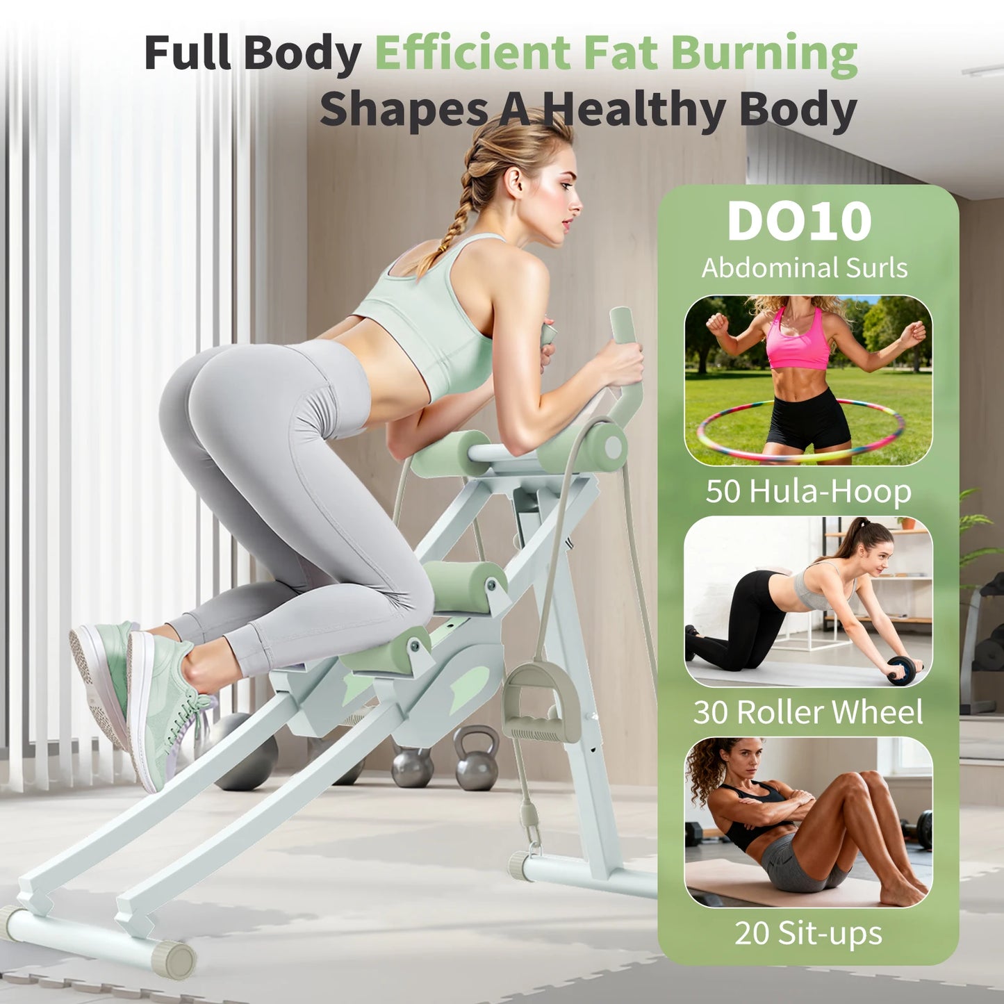 Abdominal Curling Exercise Machine Adjustable Dual Track Core Trainer