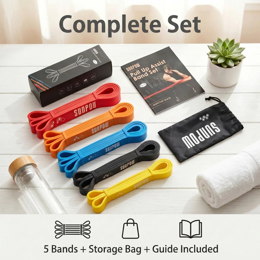 Pull Up Resistance Bands Five Heavy Duty Natural Latex