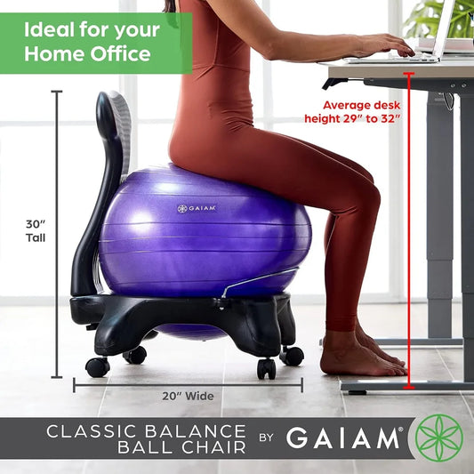 Gaiam Classic Balance Ball Chair With Stability Ball And Pump