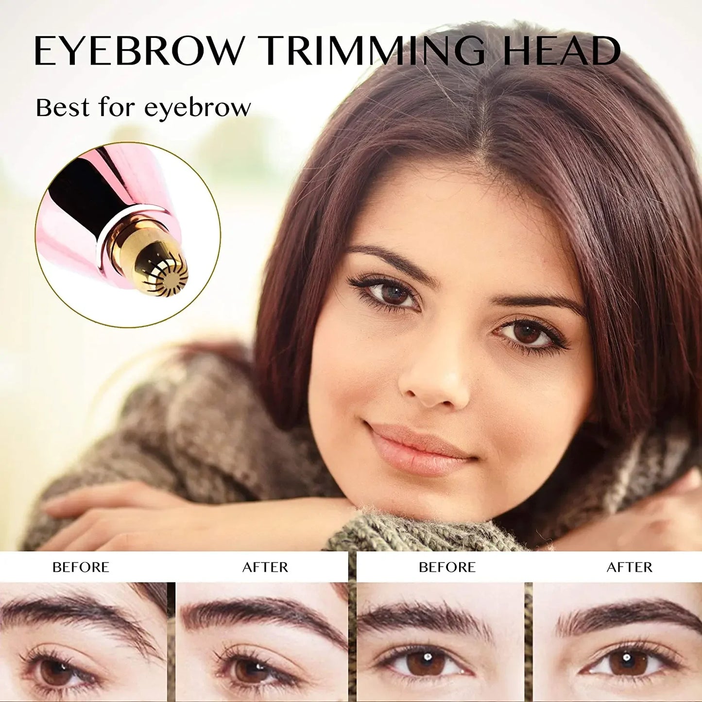 2 in 1 Rechargeable Eyebrow Trimmer LED Light Hair Remover