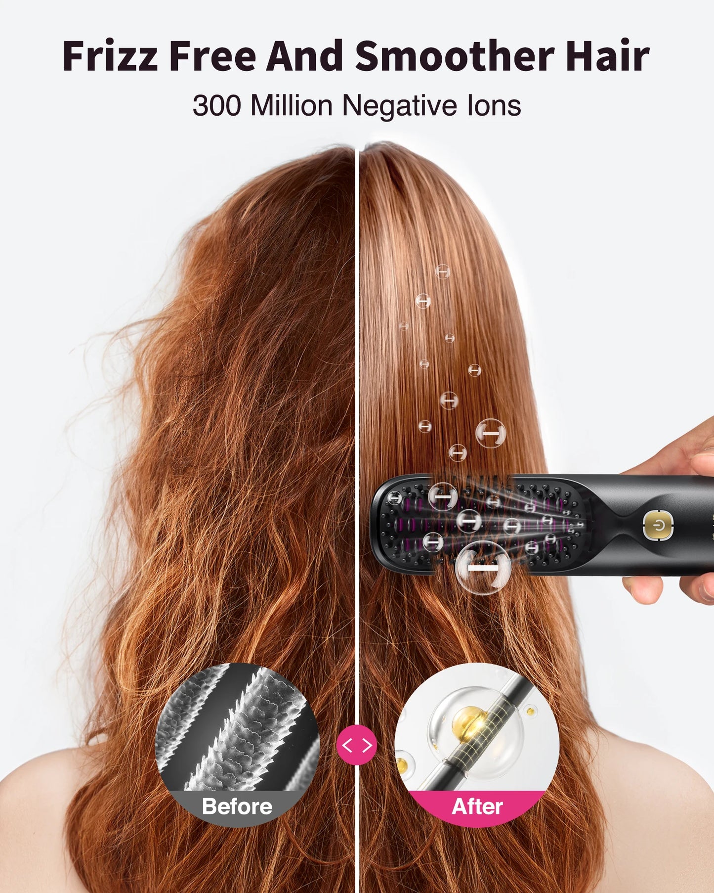 BOPCAL Cordless 2in1 Hair Comb And Curler USB Charging 10000mAh Battery
