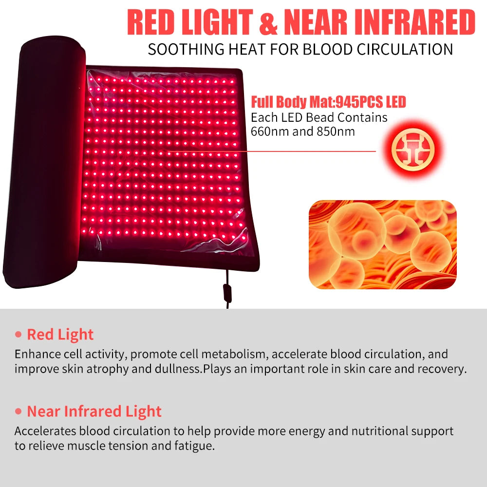 Red Light Therapy Mat Full Body LED Blanket 660nm 850nm