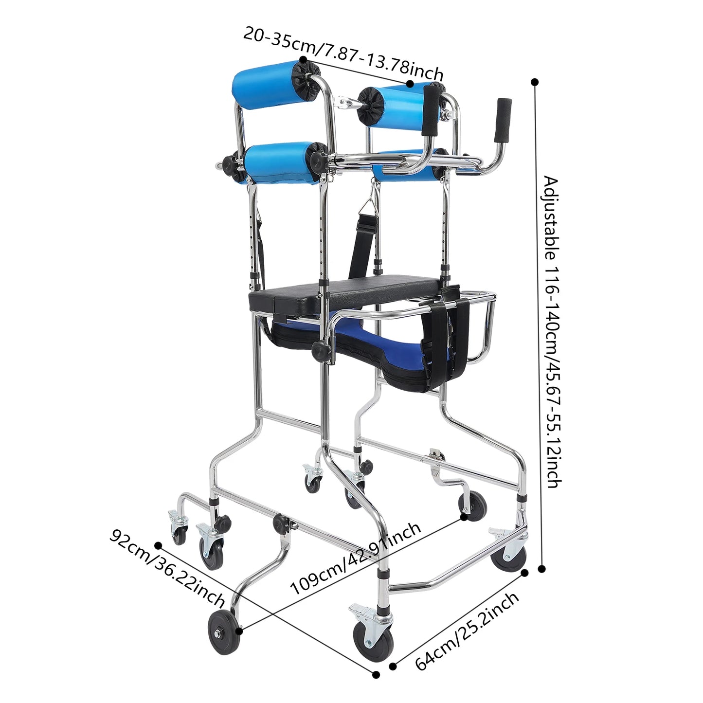 Rollator Walker 8 Wheel Mobility Aid Elderly Rehabilitation With Brakes