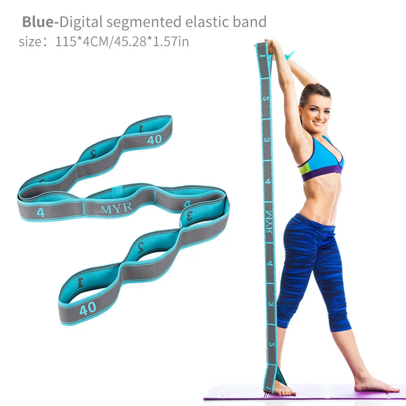 Elastic Yoga Stretching Strap With Loops For Ballet And Pilates