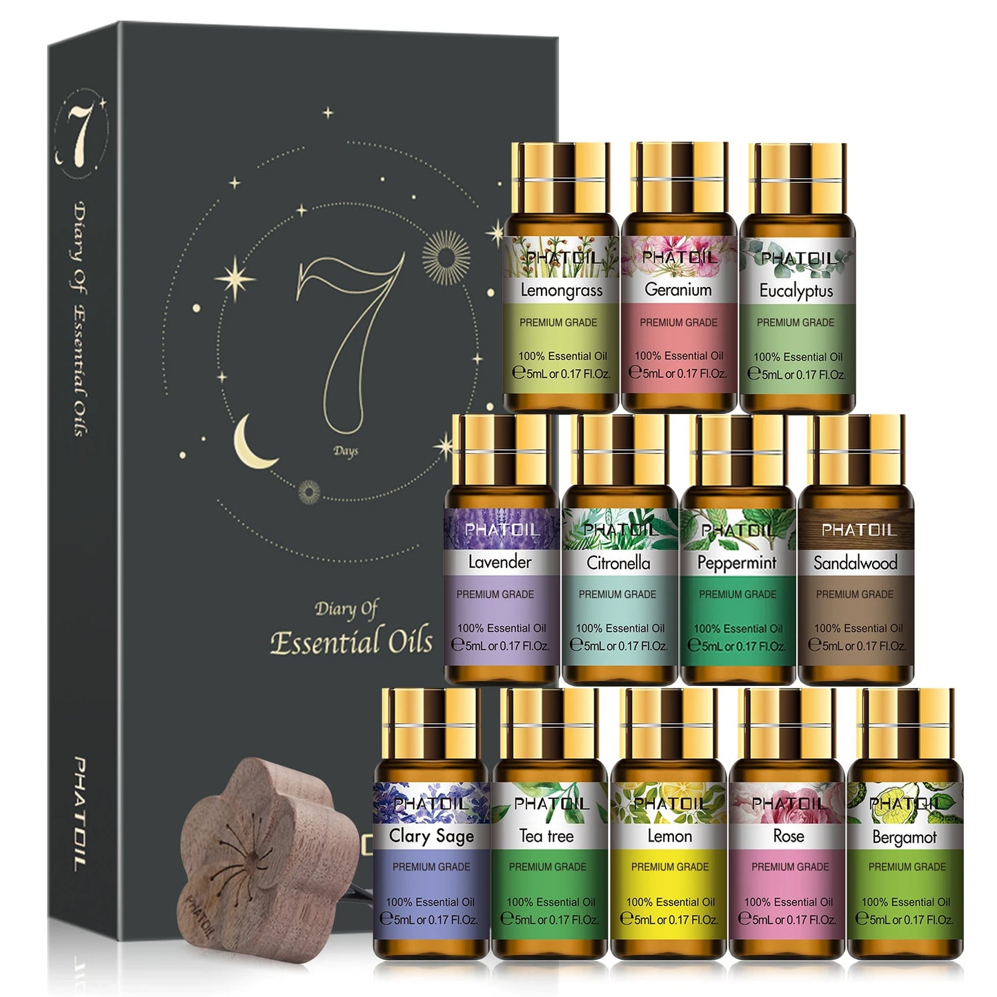 PHATOIL 12pc Gift Box Essential Oils Set For Diffusers