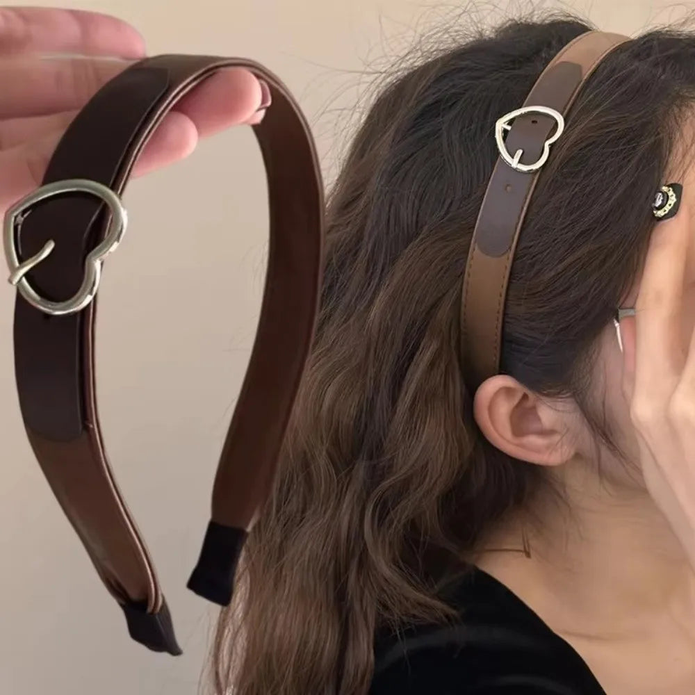 Fashion Leather Headband With Heart Buckle Hair Accessory