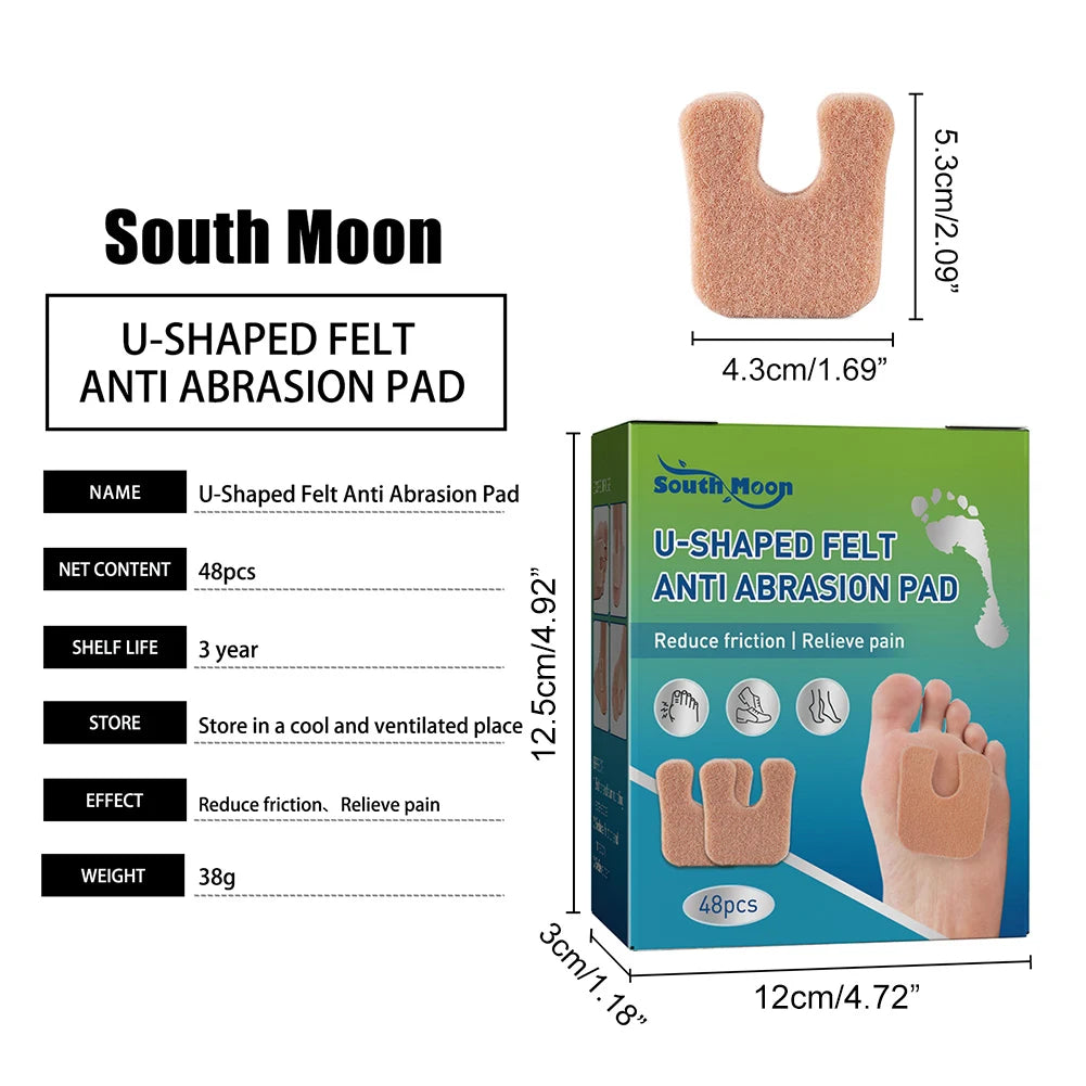 Anti Callus Foot Cushions U Shaped Felt Pads 48pcs