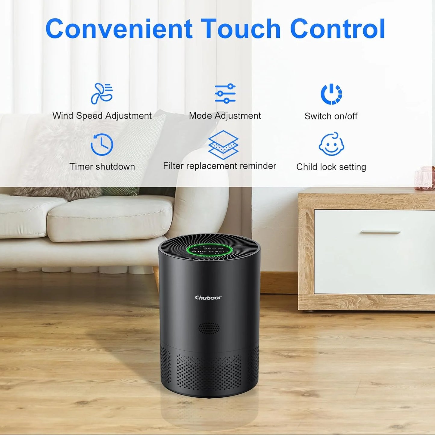 Chuboor H13 True HEPA Air Purifier For Home Dust Odors