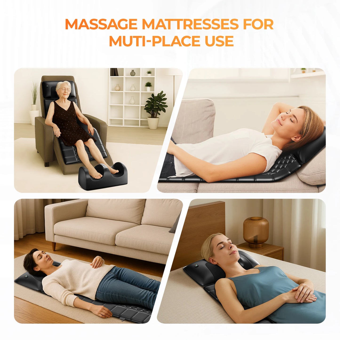 HIMOUTA Shiatsu Full Body Massage Mat With Heat And Detachable Massager Pad