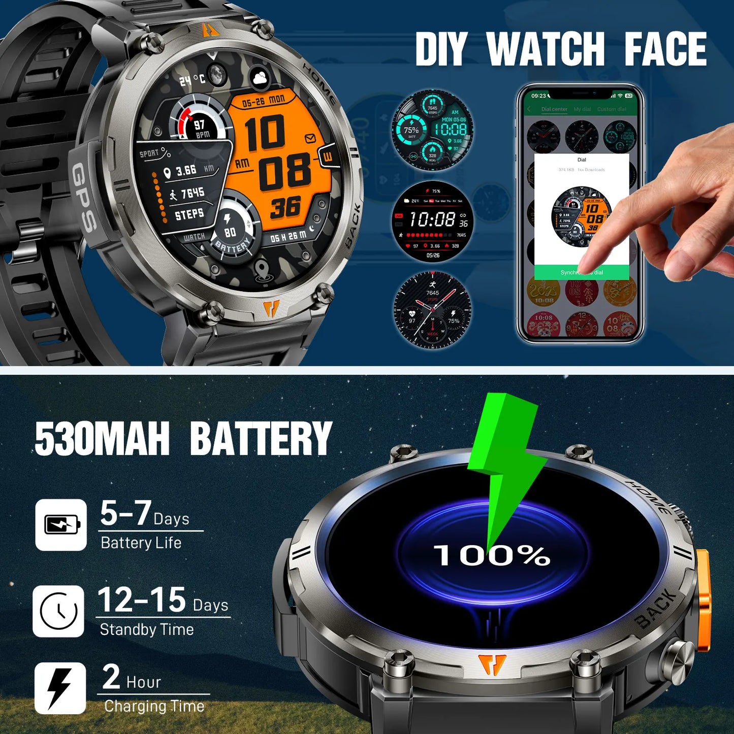 EIGIIS Bluetooth Call Smartwatch For Men Full Touch Heart Rate