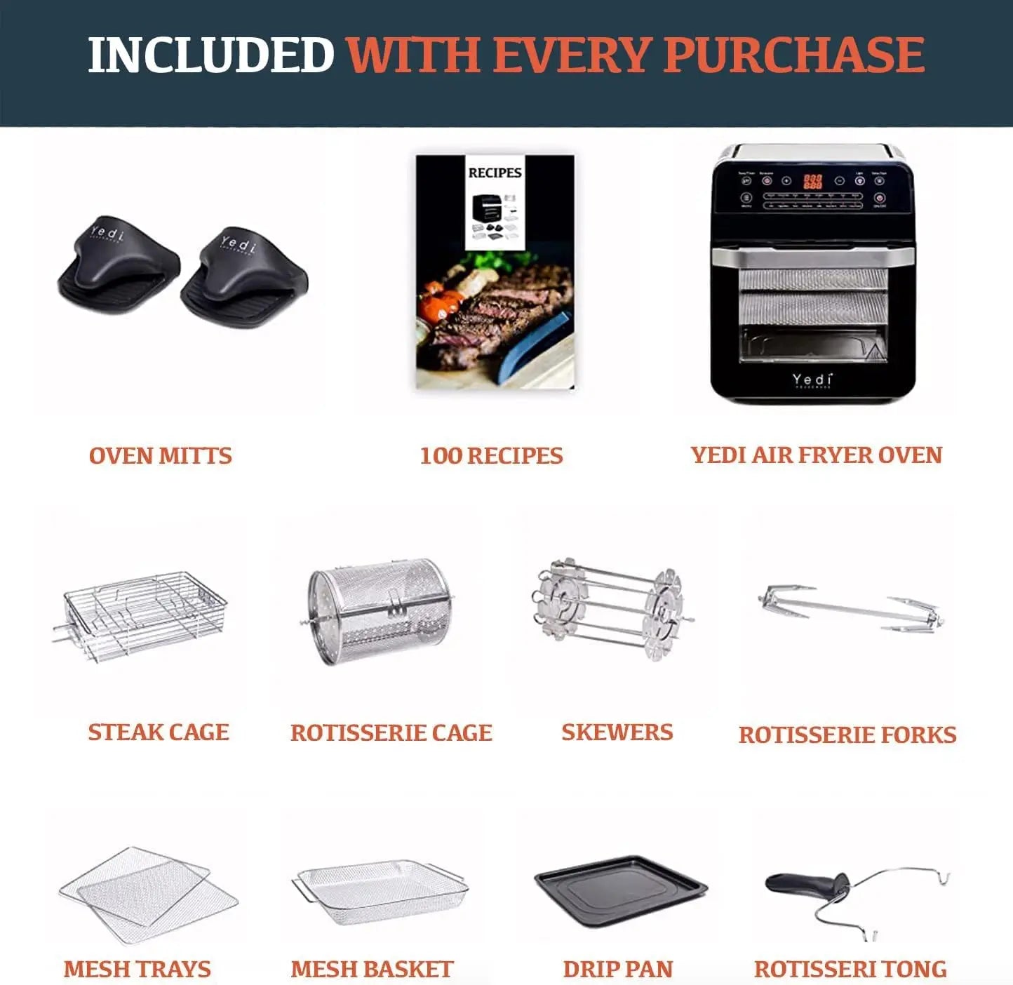 All-In-One 18-In-1 Air Fryer Oven With Rotisserie Dehydrator