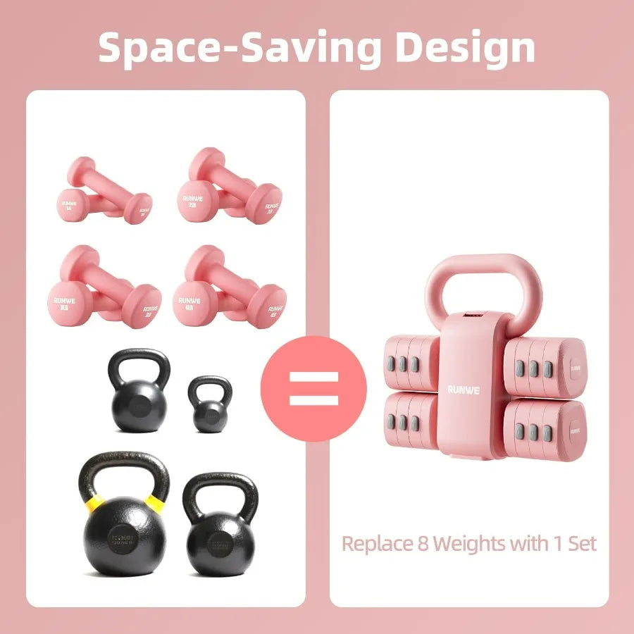 LISM Lightweight Adjustable Dumbbell Kettlebell Set 4 in 1 Grip Converter