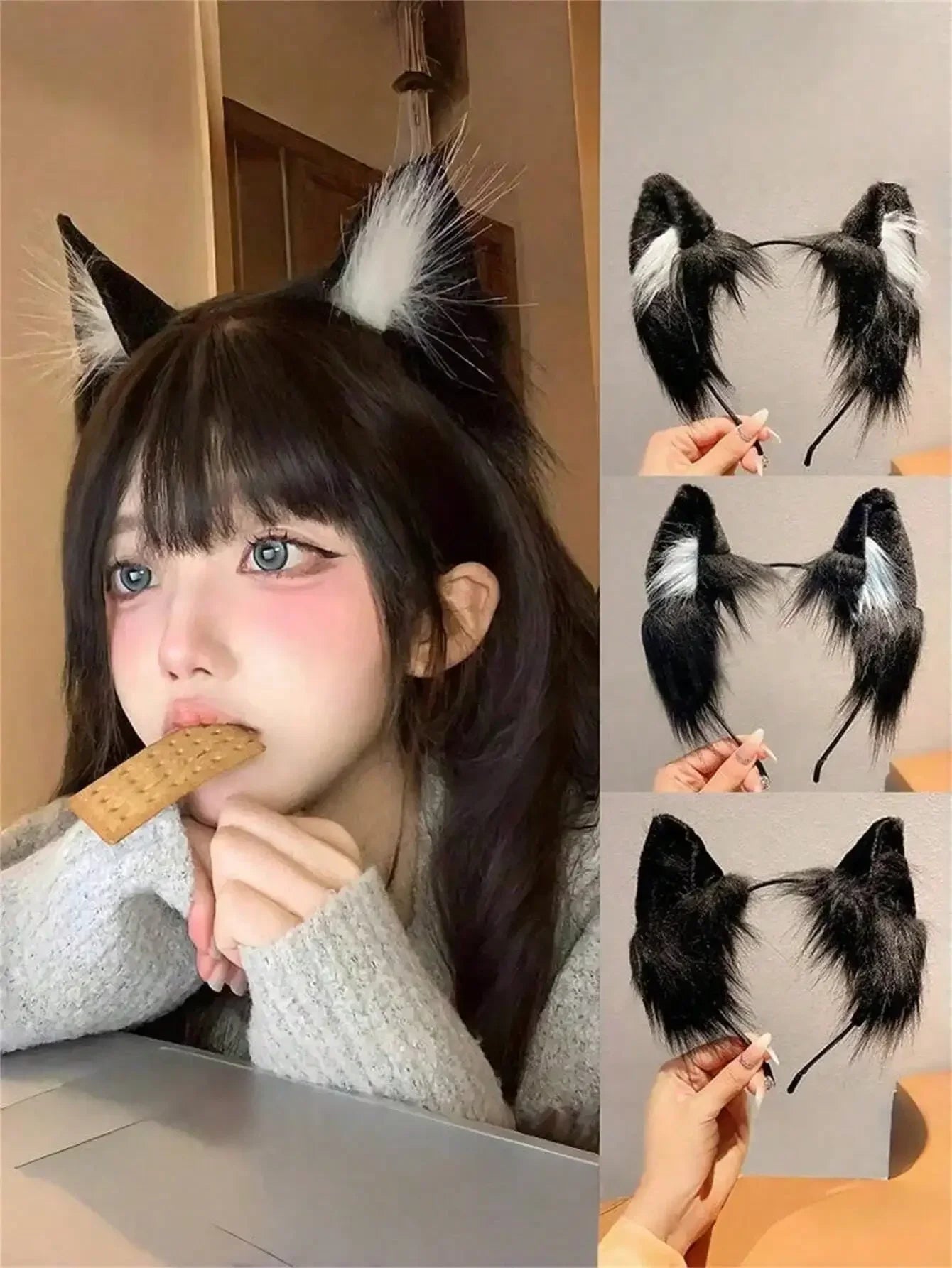 Plush Cat Ear Headband Hair Accessory Kawaii Photo Prop