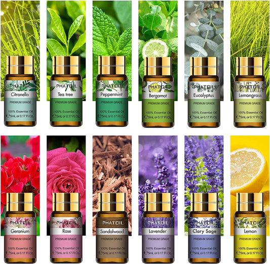 PHATOIL 12pc Gift Box Essential Oils Set For Diffusers