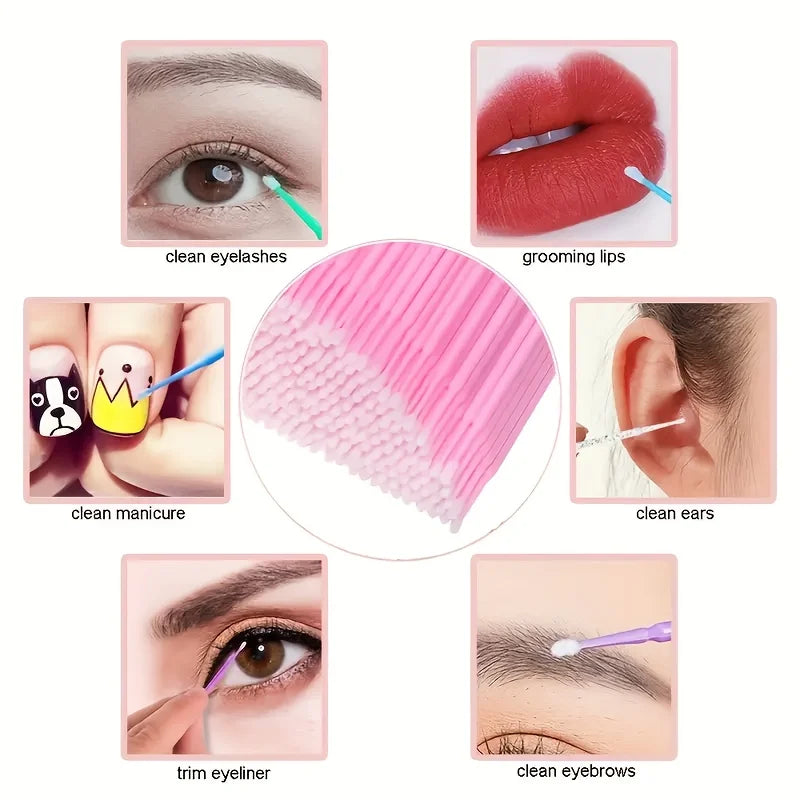 Disposable Micro Cotton Swabs For Lash Extension Cleaning 100 Count