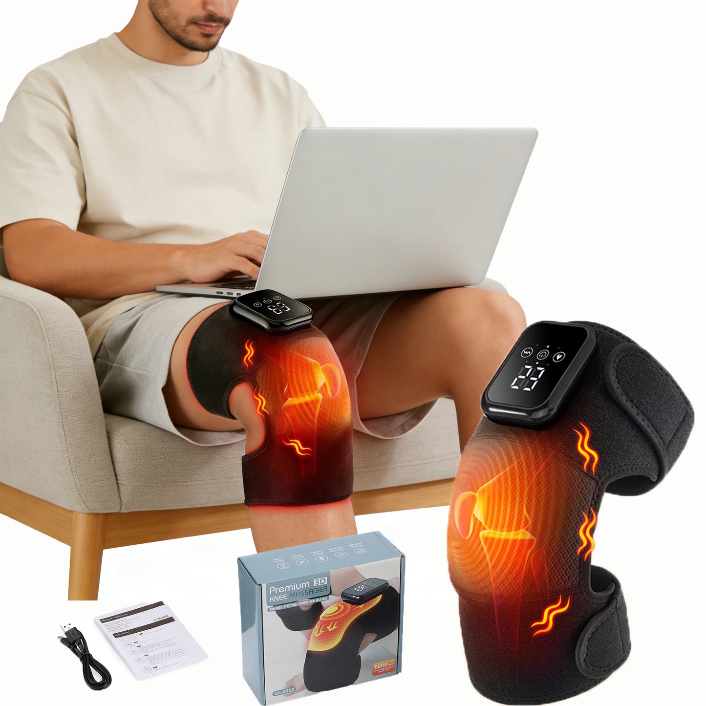 AFDEAL Electric Heated Knee Massage Pad for Joint Therapy