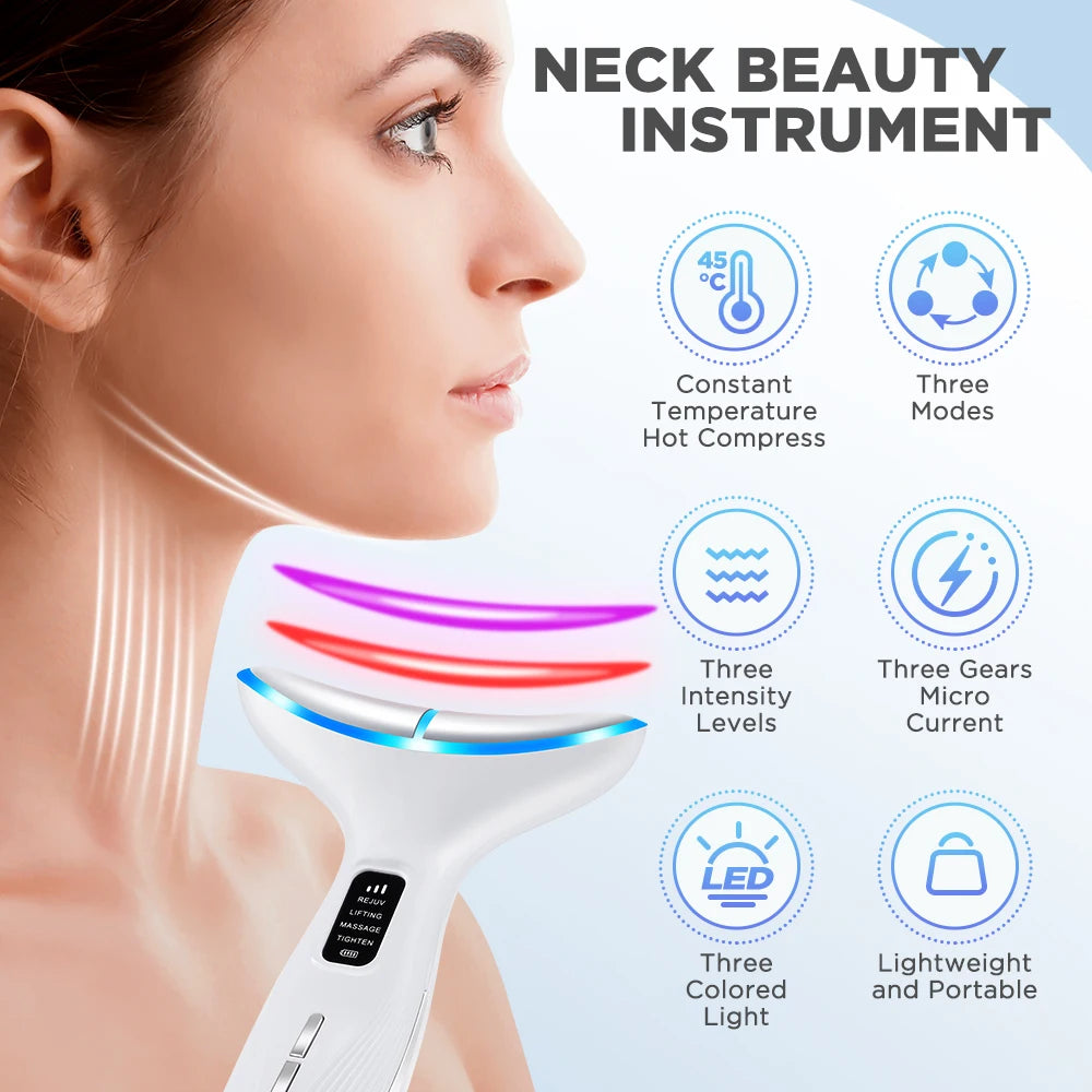 Hailicare LED EMS Neck Beauty Device Facial Lifting Massager