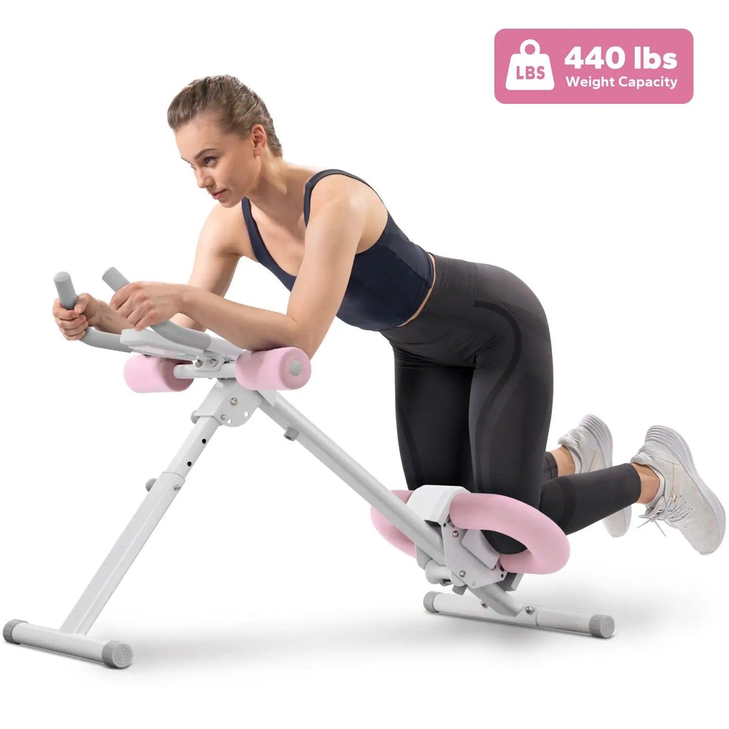 Foldable Abdominal Trainer With LCD Monitor 10 Level Adjustable Resistance