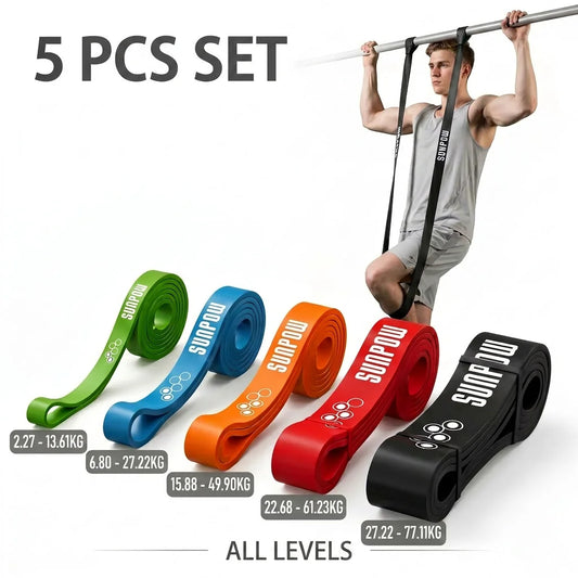 Pull Up Resistance Bands Five Heavy Duty Natural Latex