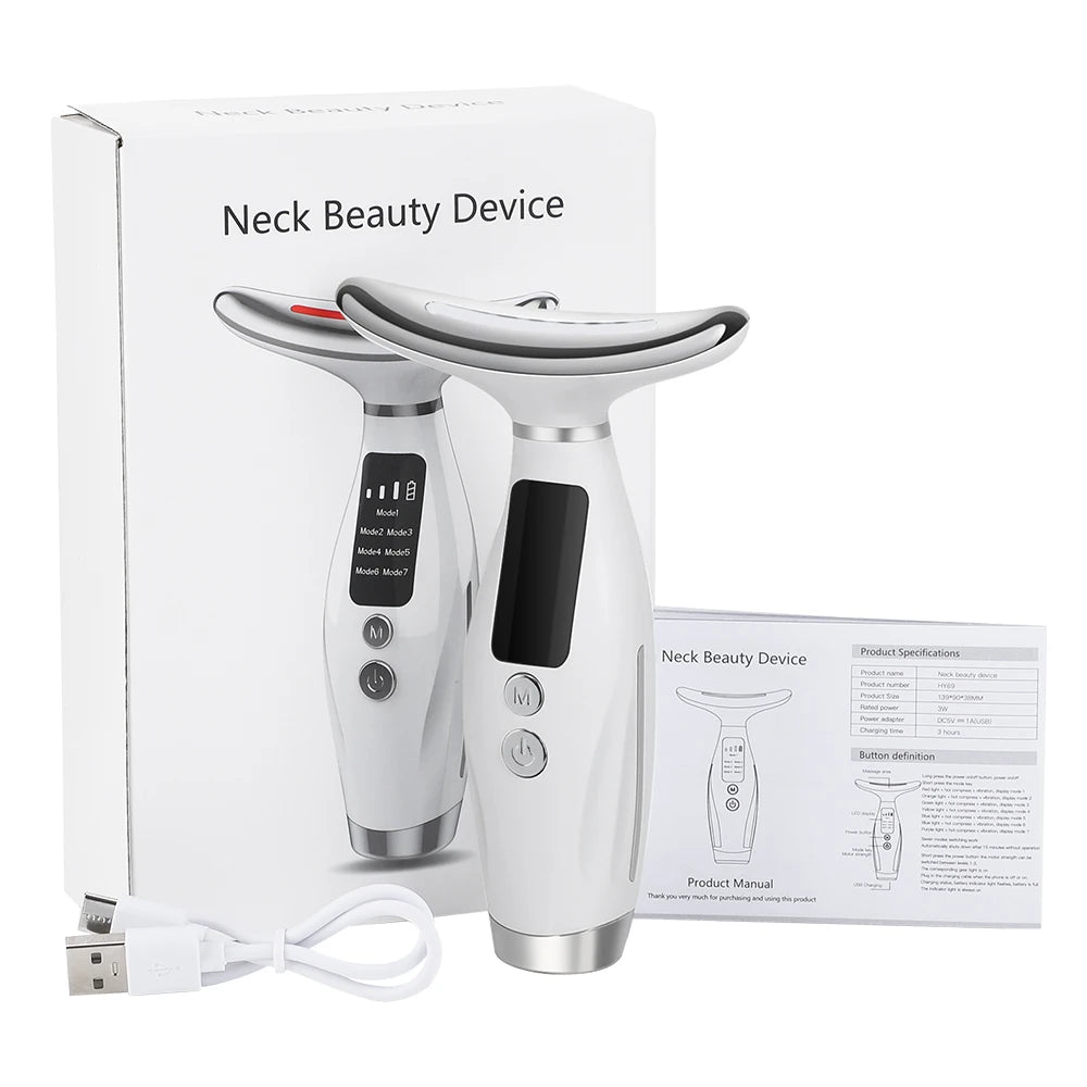 Neck Face Lifting Massager LED Photon Therapy Skin Tightening Device
