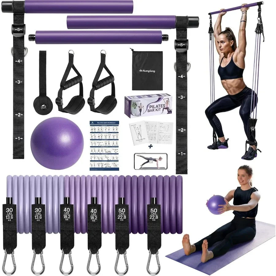 Pilates Bar Kit With Resistance Bands And Natural Latex