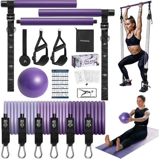 Pilates Bar Kit With Resistance Bands And Natural Latex