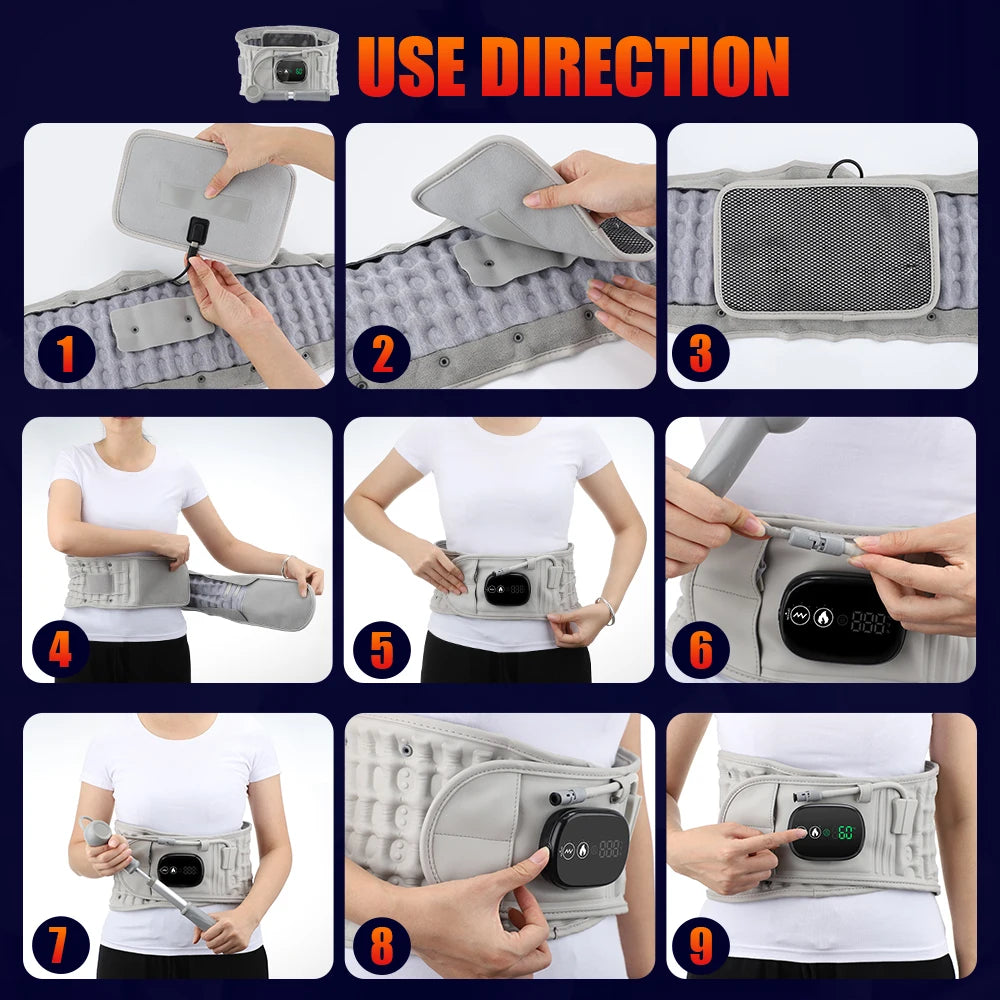 Hailicare Back Heating Support Belt Airbag Inflatable Massage