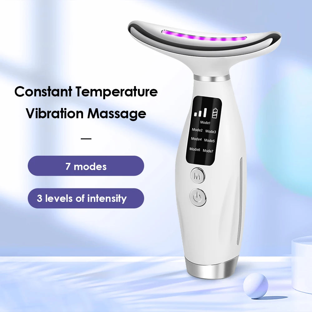 Neck Face Lifting Massager LED Photon Therapy Skin Tightening Device