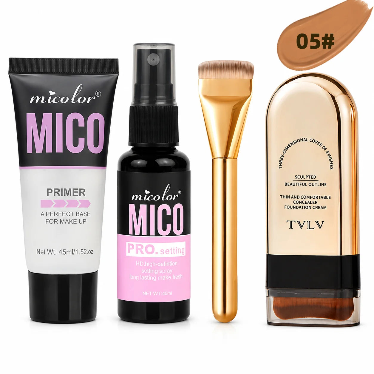 4 In 1 Makeup Bundle Hydrating Primer Gel Foundation Brush
