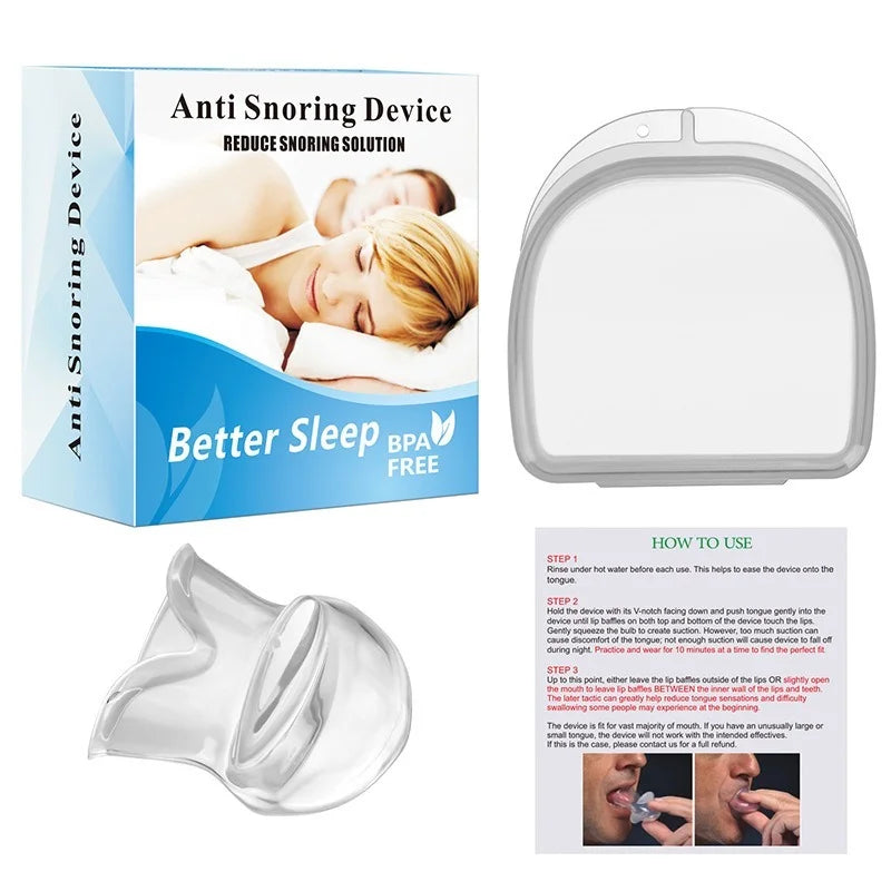Anti Snore Mouthpiece Tongue Retainer Sleep Aid For Snoring Relief