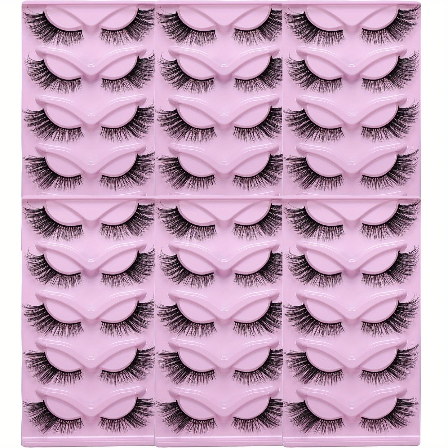 JIEFUXINCN Cat Eye False Eyelashes 30Pairs 6Pack Thick Fluffy