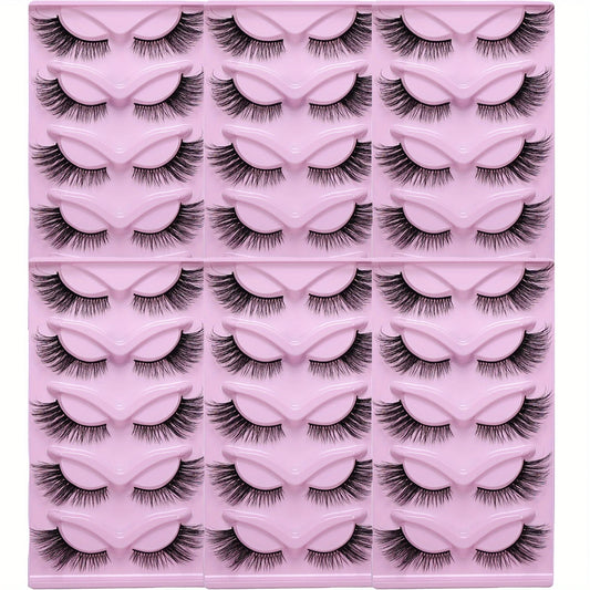 JIEFUXINCN Cat Eye False Eyelashes 30Pairs 6Pack Thick Fluffy