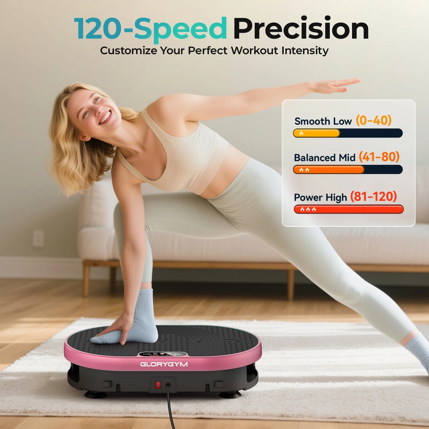 HTM Vibration Exercise Plate With Remote Control 120 Speed Levels