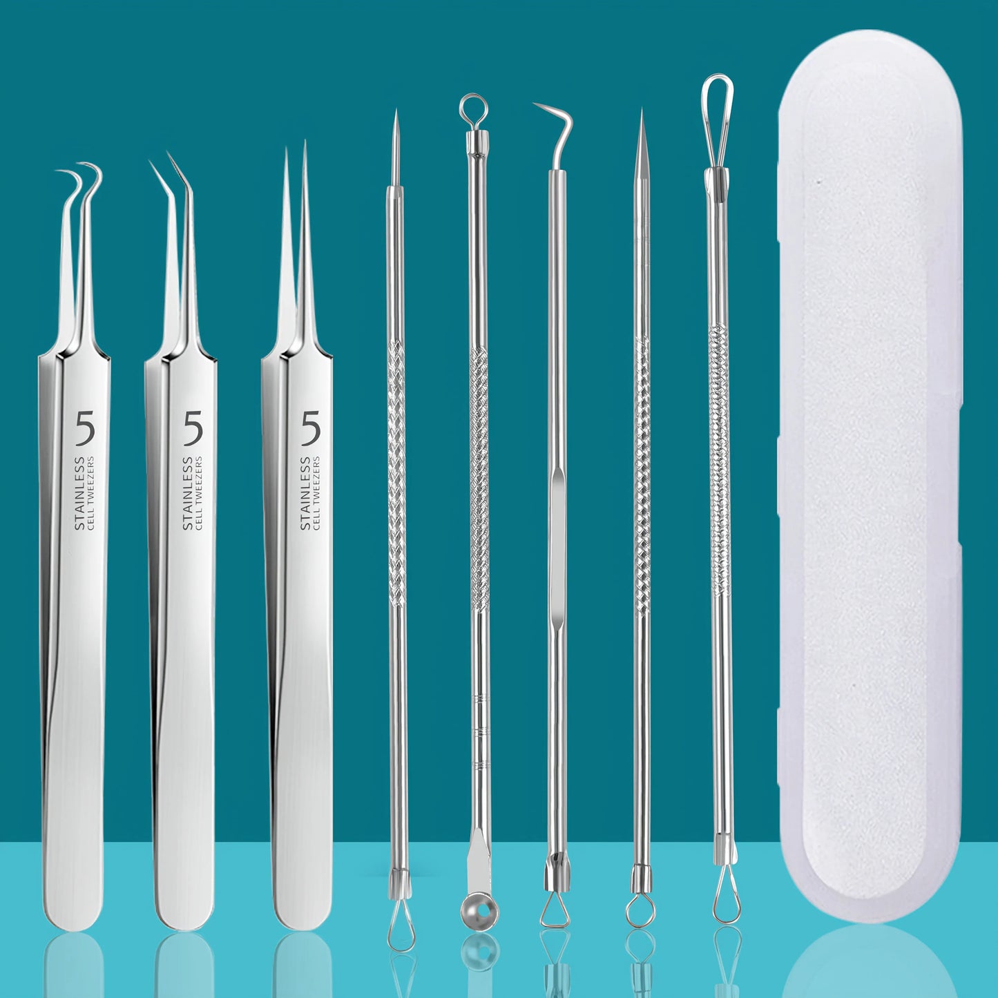 Stainless Steel Skin Care Tool Set Blackhead Pimple Removal 4 7 8 Pieces