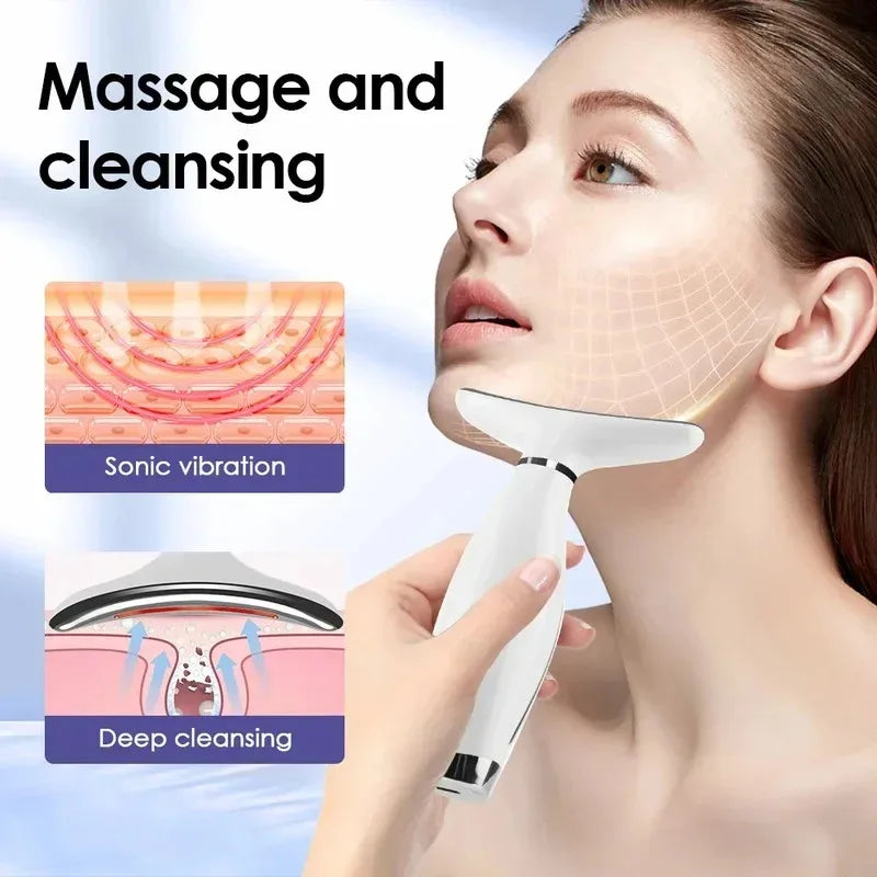 Portable LED Light Therapy Face Neck Massager Three Adjustable Speeds