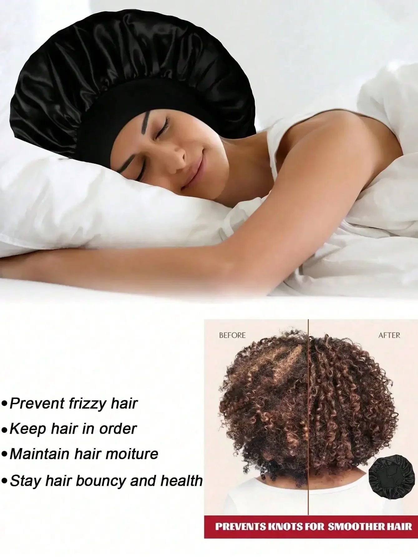 Pure Silk Sleep Cap Set For Women With Elastic Band