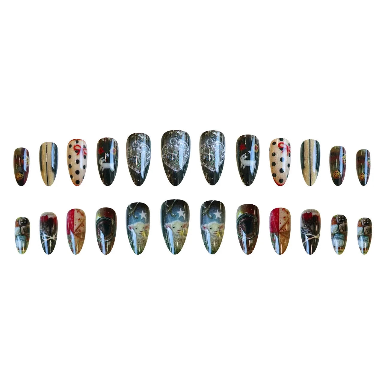 YADORNOS Vintage Little Lamb Rabbit Rose Printed Press On Nails