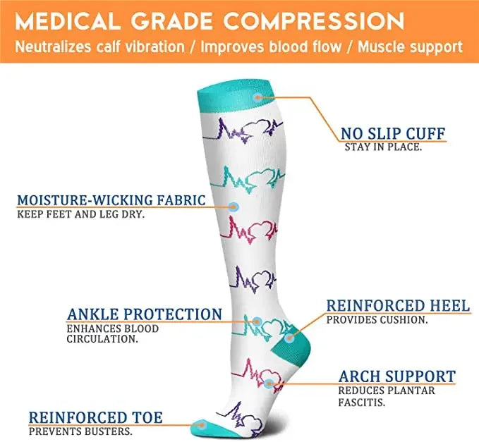 Compression Socks For Men And Women Edema Diabetes Varicose Veins Sport Outdoor