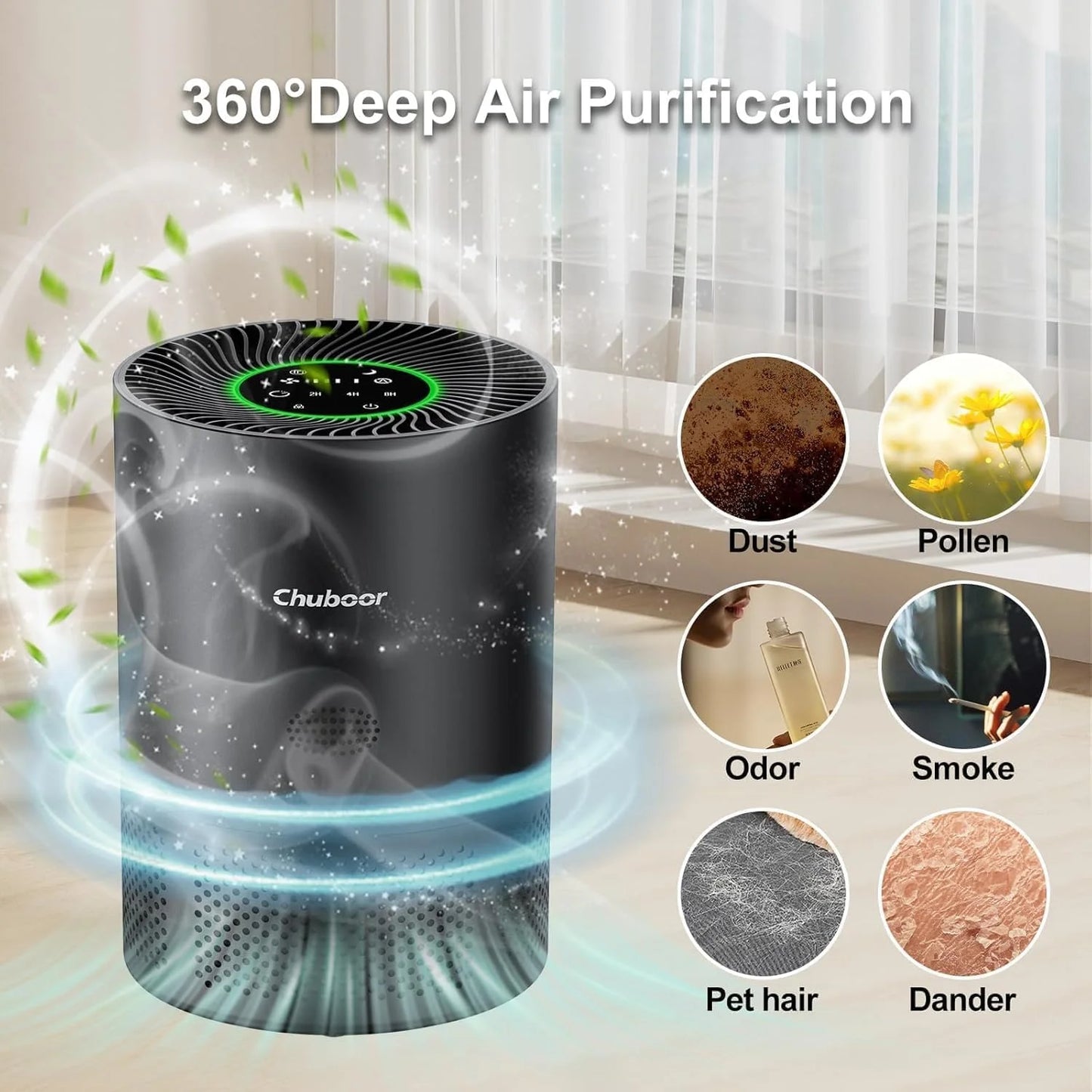 Chuboor H13 True HEPA Air Purifier For Home Dust Odors