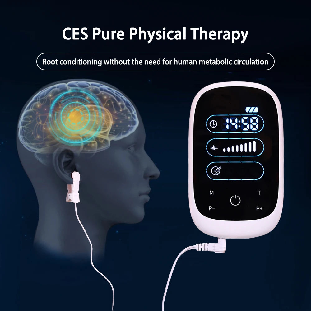 ATANG CES Insomnia Therapy Device Ear Clip Cranial Stimulation Sleep Aid