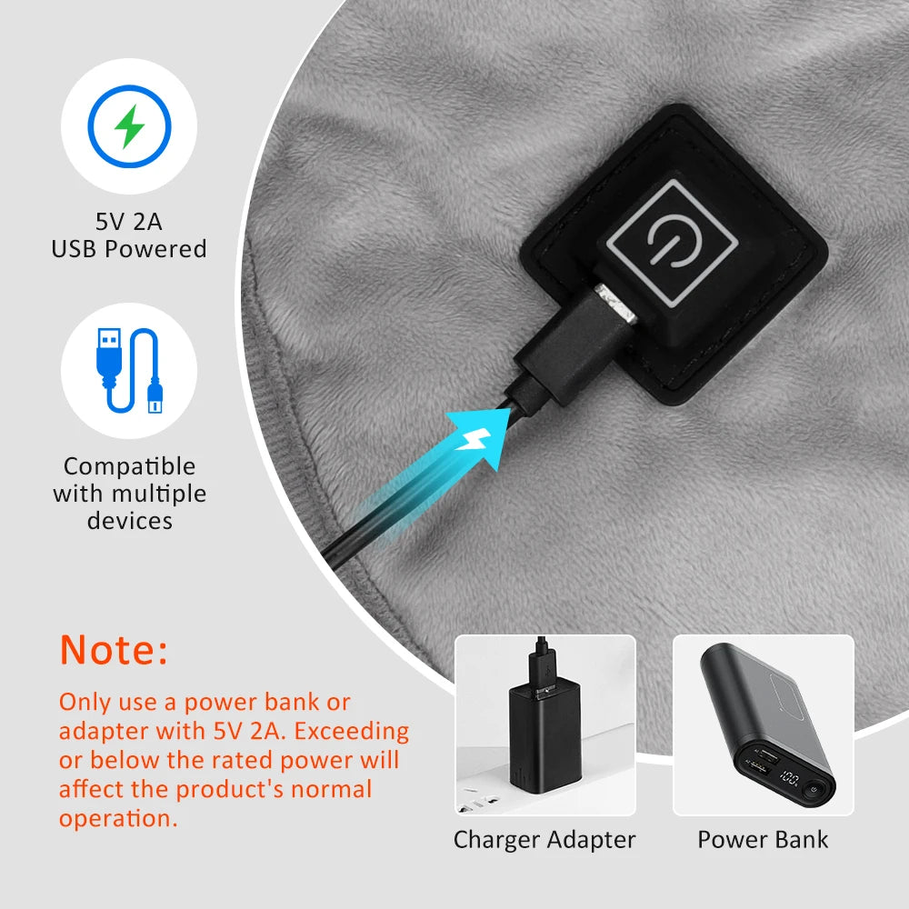 Electric Heating Shoulder Neck Pad Massager Three Gear USB